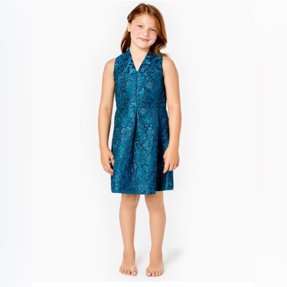NWT LILLY PULITZER Girls Mini Tanlee Dress - Teal Bay Blooming size 6 - Picture 1 of 8